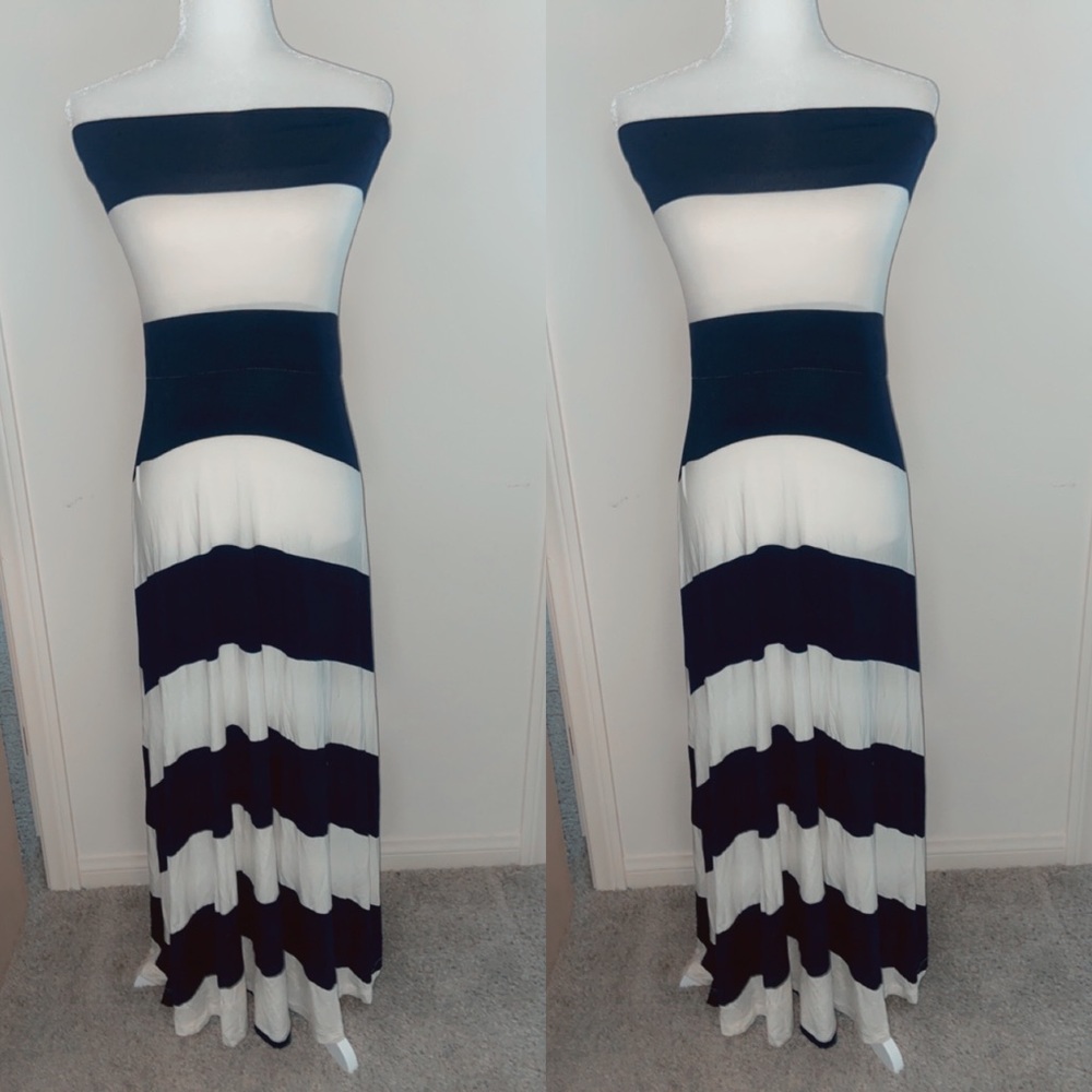 Striped blue and white dress